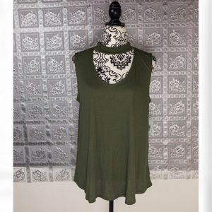NWT A.N.A Rich Avocado Chocker Neck Top Size L
